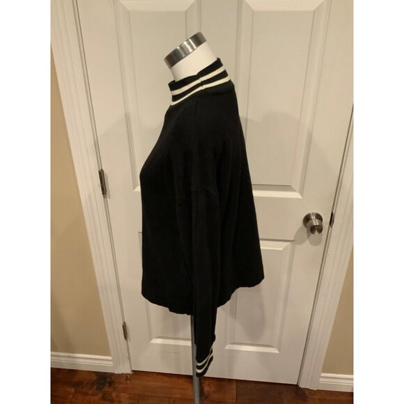 Sundry Black Sweatshirt W/ White Striped Neckline & cuffs, Size 1 (Small), NWT! - Picture 3 of 5